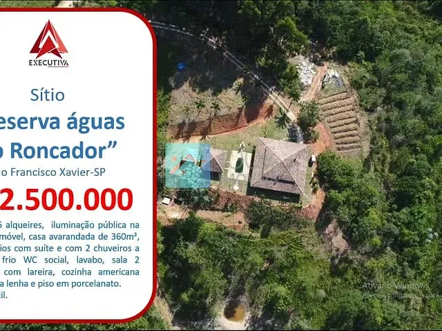 Chácara com 121000m² 2 quartos e 2 banheiros, à venda, no bairro São Francisco Xavier em São José dos Campos