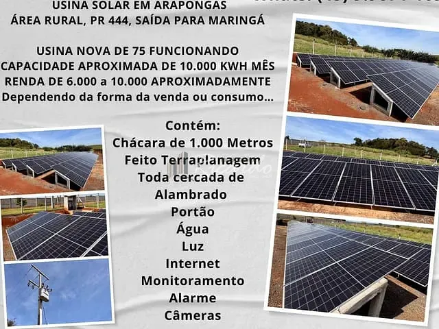 Chácara com 1000m², à venda, no bairro Área Rural de Arapongas em Arapongas