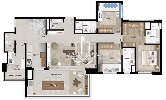 Apartamento, 3 quartos, 132 m² - Foto 48