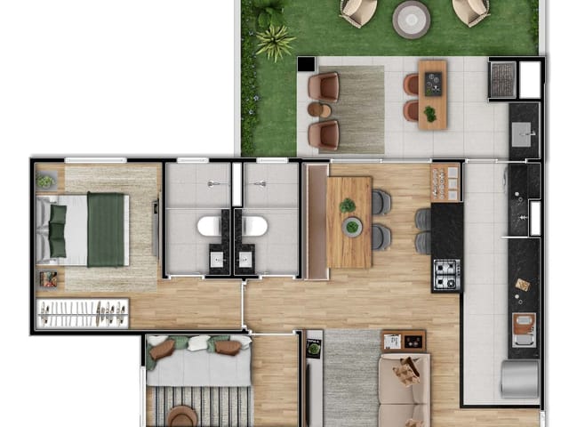 Apartamento com 85m² 2 quartos e 2 banheiros, à venda, no bairro Tiradentes em Campo Grande