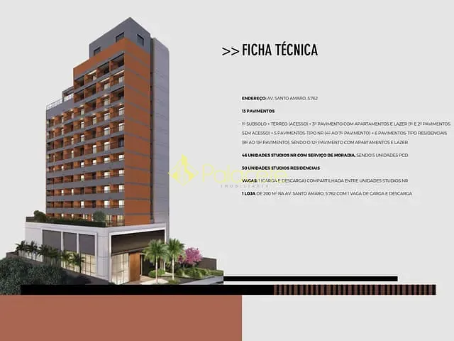 Apartamento com 27m² 1 quarto e 1 banheiro, para alugar, no bairro Santo Amaro em São Paulo