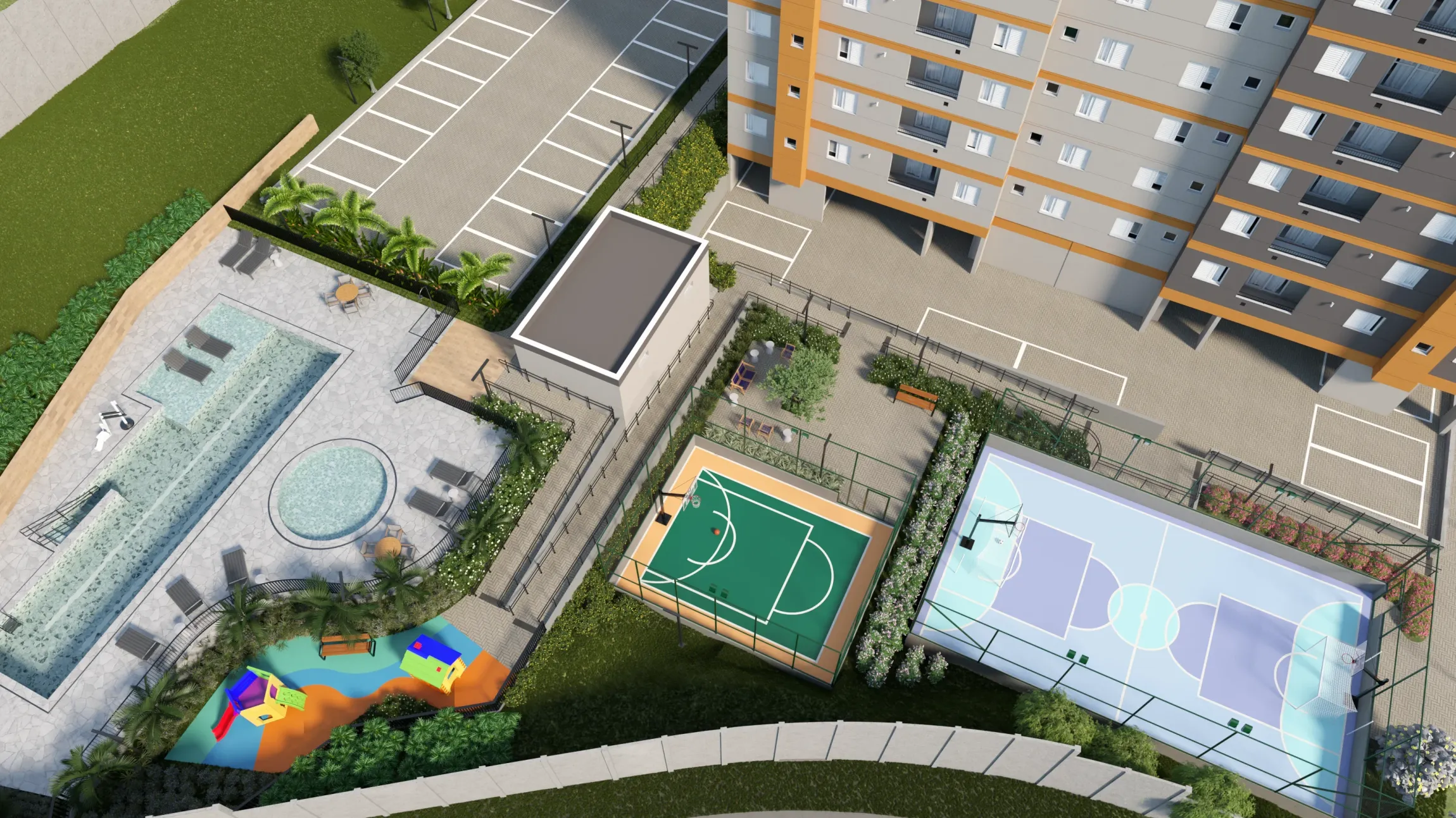 Perspectiva do Empreendimento - LANÇAMENTO - Residencial Vigóre Santa Angela à venda, 2 dormitórios, 53 e 54m², lazer completo! - Jardim Itália, Jundiaí, SP | Copette Imóveis