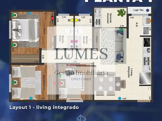 Apartamento 3 quartos e 2 banheiros, à venda, no bairro Residencial Dona Margarida em Santa Bárbara D'Oeste