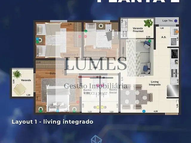 Apartamento 3 quartos e 2 banheiros, à venda, no bairro Residencial Dona Margarida em Santa Bárbara D'Oeste