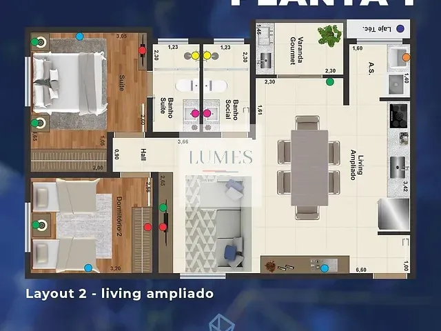 Apartamento 3 quartos e 2 banheiros, à venda, no bairro Residencial Dona Margarida em Santa Bárbara D'Oeste