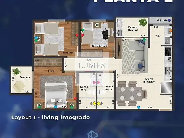 Apartamento 3 quartos e 2 banheiros, à venda, no bairro Residencial Dona Margarida em Santa Bárbara D'Oeste