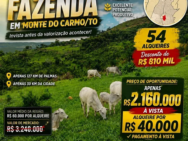 Fazenda 2 quartos e 1 banheiro, à venda, no bairro . em Monte do Carmo
