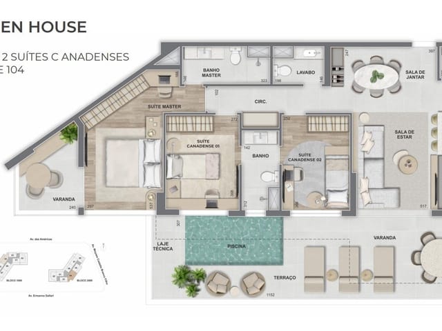 Apartamento Garden 3 quartos e 2 banheiros, à venda, no bairro Barra da Tijuca em Rio de Janeiro