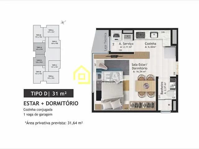 Kitnet 1 quarto e 1 banheiro, à venda, no bairro Centro em Concórdia