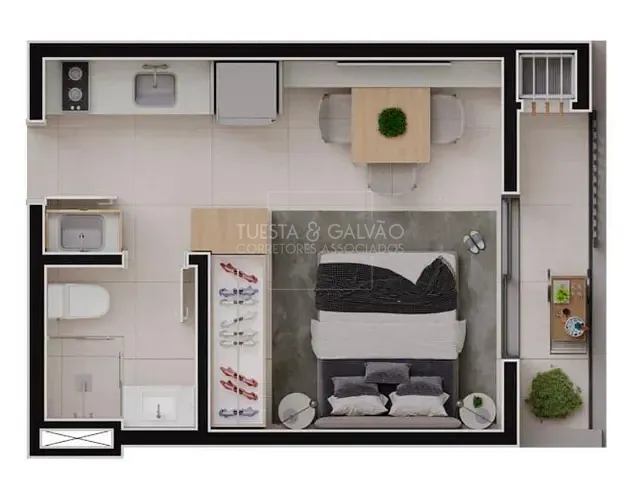 Kitnet com 27m² 1 quarto e 1 banheiro, à venda, no bairro Alto da Glória em Curitiba