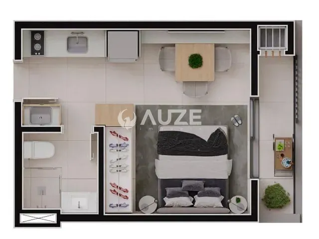 Kitnet com 27m² 1 quarto e 1 banheiro, à venda, no bairro Alto da Glória em Curitiba