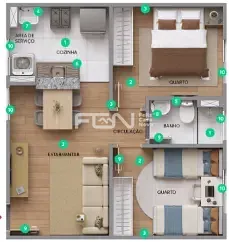 Apartamento, 2 quartos, 39 m² - Foto 2