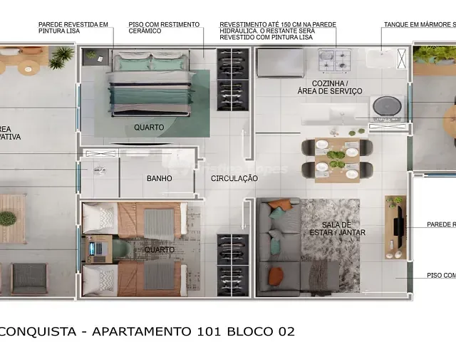 Lançamento 2 quartos e 1 banheiro, disponível, no bairro Gurupi em Teresina