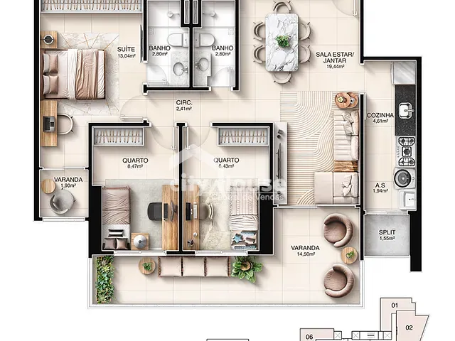 Lançamento 3 quartos e 2 banheiros, disponível, no bairro Jockey de Itaparica em Vila Velha