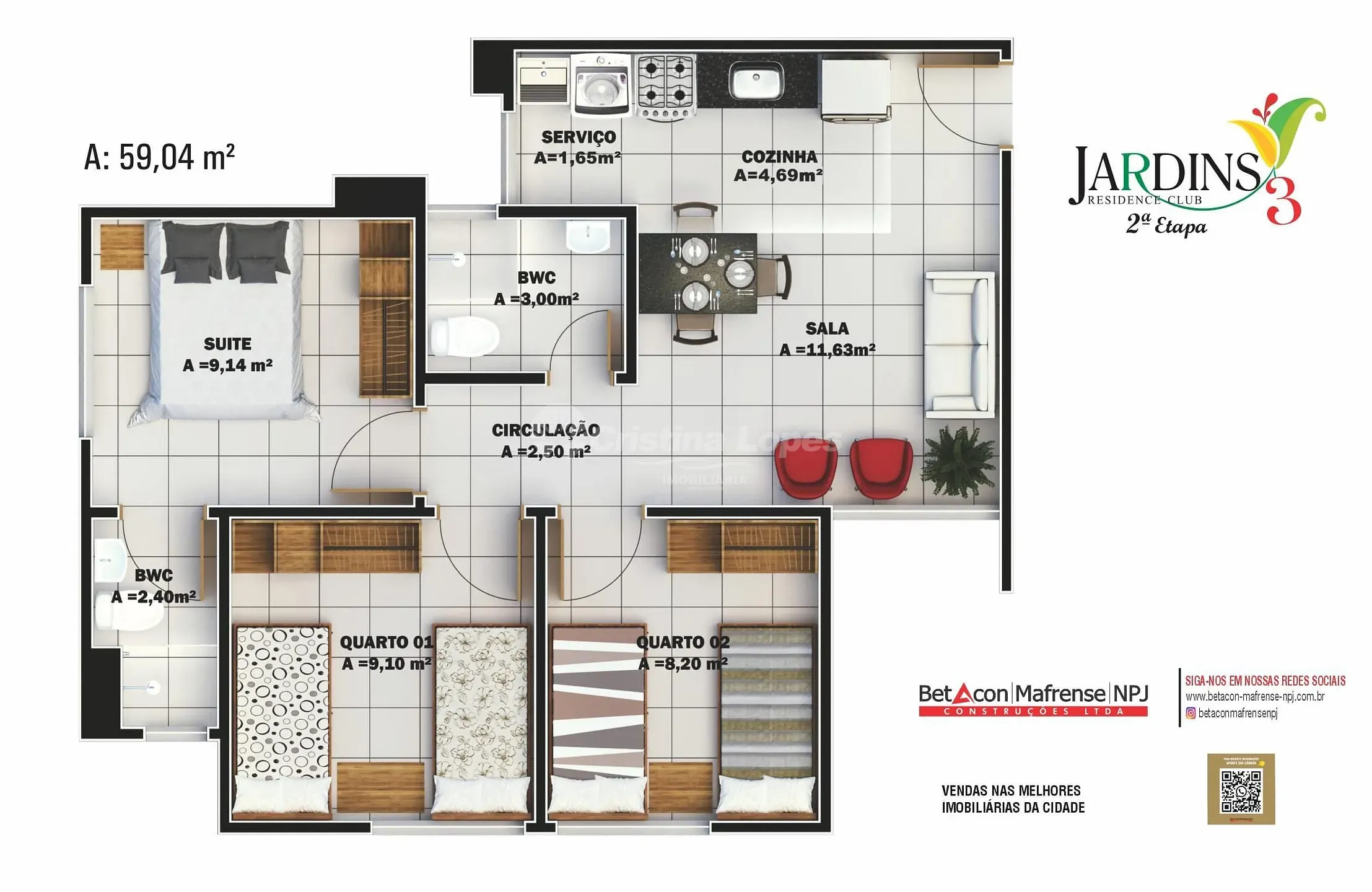 Apartamento, 3 quartos, 59 m² - Foto 5