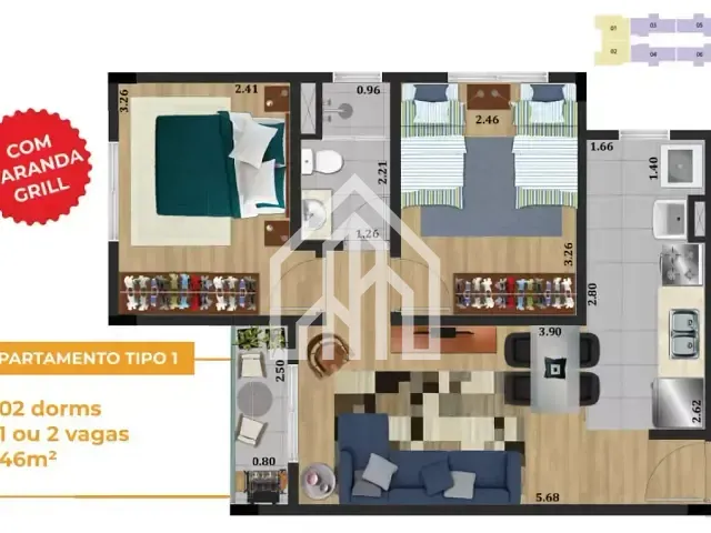 Lançamento 2 quartos e 1 banheiro, disponível, no bairro Jardim Aida em Guarulhos