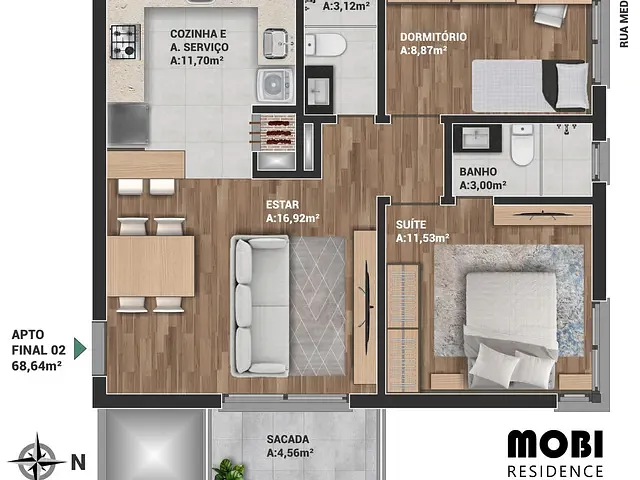 Apartamento 2 quartos e 2 banheiros, à venda, no bairro Cinqüentenário em Caxias do Sul