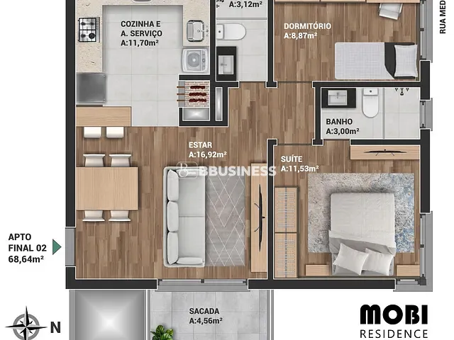 Apartamento 2 quartos e 2 banheiros, à venda, no bairro Cinqüentenário em Caxias do Sul