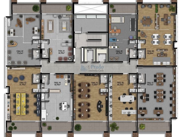 Sala com 72m², à venda, no bairro Batel em Curitiba