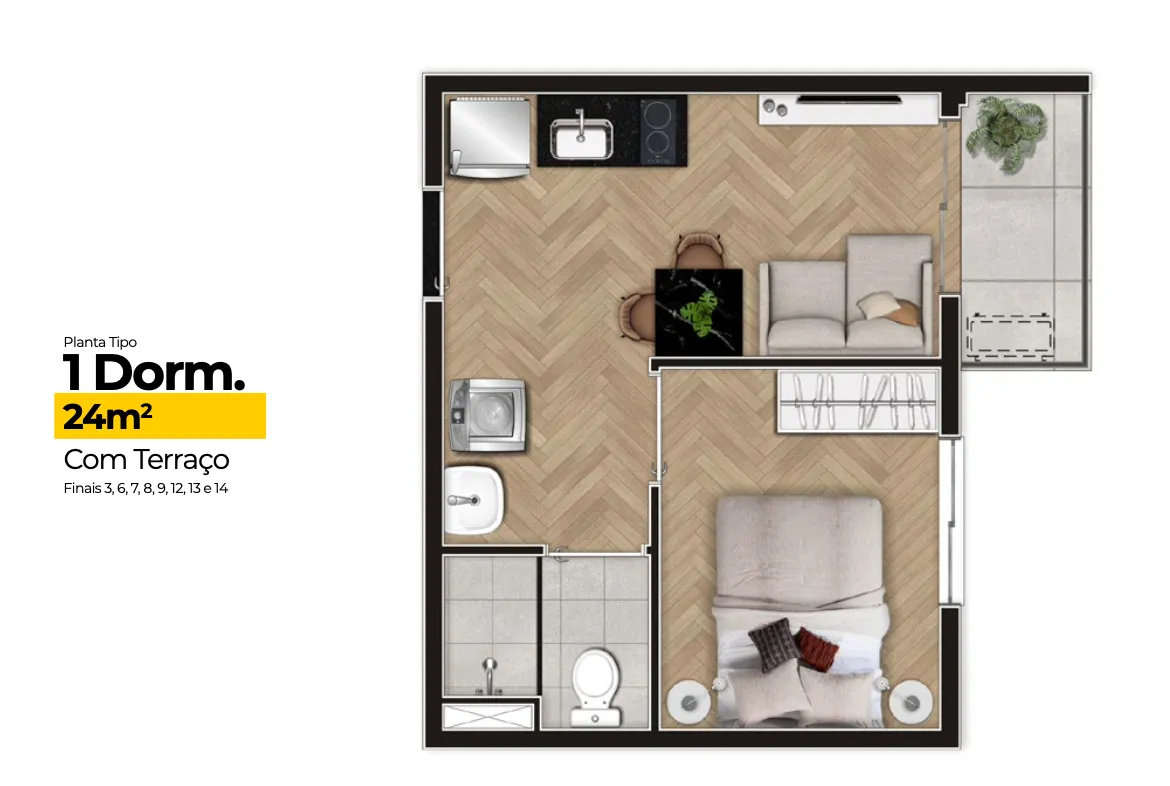 Studio para venda em Pinheiros com 1 quarto, sendo 1 suíte, 26m²