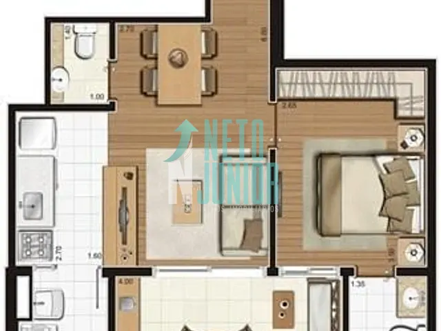 Apartamento com 50m² 1 quarto e 2 banheiros, à venda, no bairro Jardim Aeroporto em São Paulo