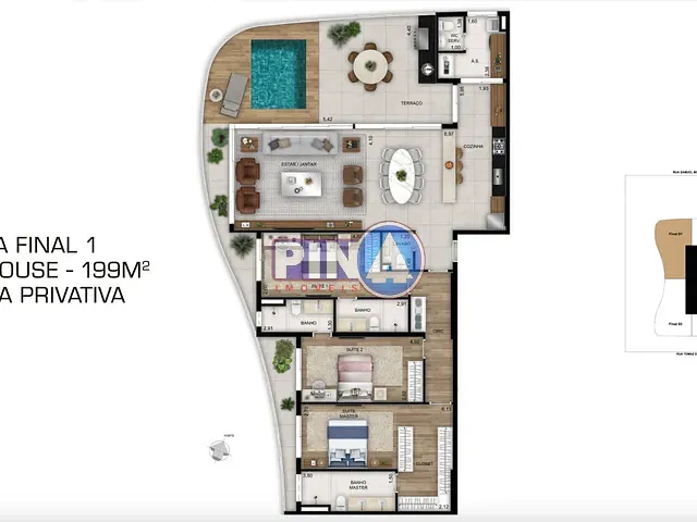 Cobertura / Penthouse com 200m² 3 quartos e 5 banheiros, à venda, no bairro Setor Bueno em Goiânia