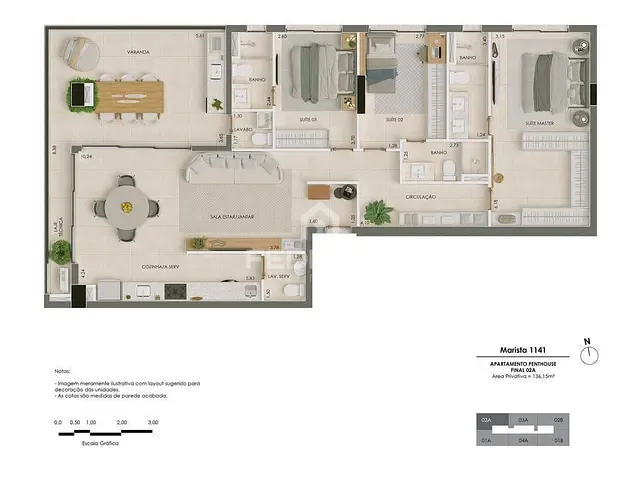 Cobertura / Penthouse 3 quartos e 5 banheiros, à venda, no bairro Setor Marista em Goiânia