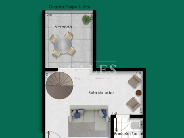 Cobertura / Penthouse com 132m² 2 quartos e 3 banheiros, à venda, no bairro Monte Castelo em Juiz de Fora