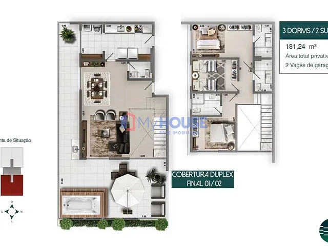Cobertura / Penthouse com 181m² 3 quartos e 3 banheiros, à venda, no bairro São Francisco em Ilhéus