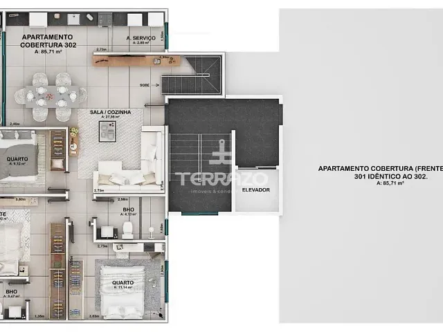 Cobertura / Penthouse 3 quartos e 2 banheiros, à venda, no bairro Jardim Belvedere em Volta Redonda