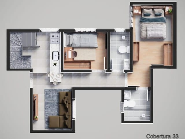 Cobertura / Penthouse com 93m² 2 quartos e 2 banheiros, à venda, no bairro Campestre em Santo André