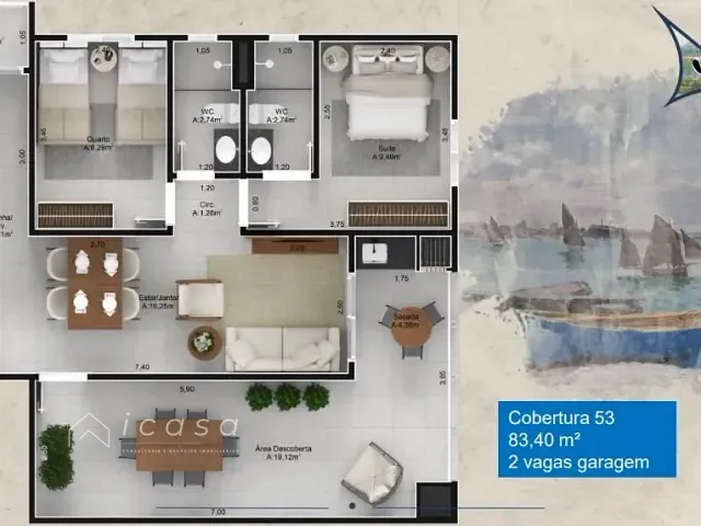 Cobertura / Penthouse com 83m² 2 quartos e 1 banheiro, à venda, no bairro Umuarama em Ubatuba