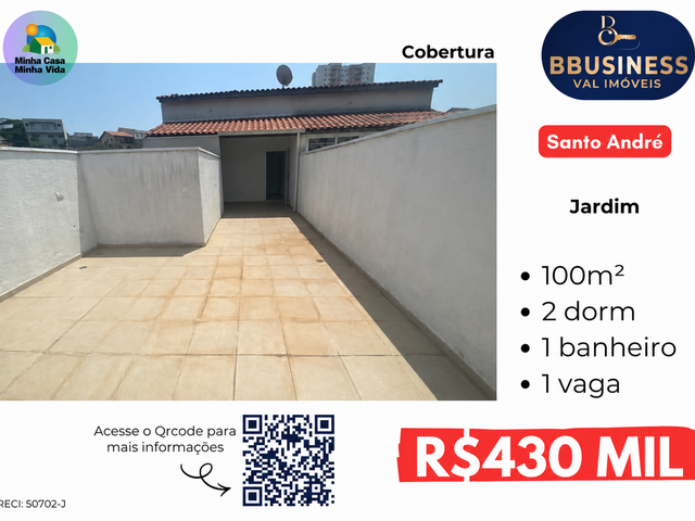Cobertura / Penthouse com 100m² 2 quartos e 1 banheiro, à venda, no bairro Jardim em Santo André