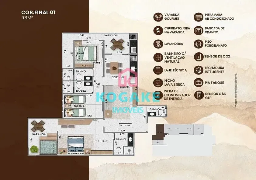Cobertura, 3 quartos, 98 m² - Foto 1