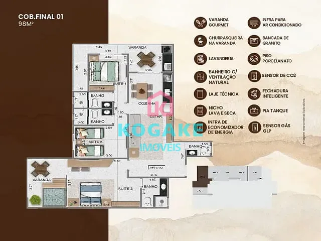 Cobertura / Penthouse com 98m² 3 quartos e 4 banheiros, à venda, no bairro Maranduba em Ubatuba