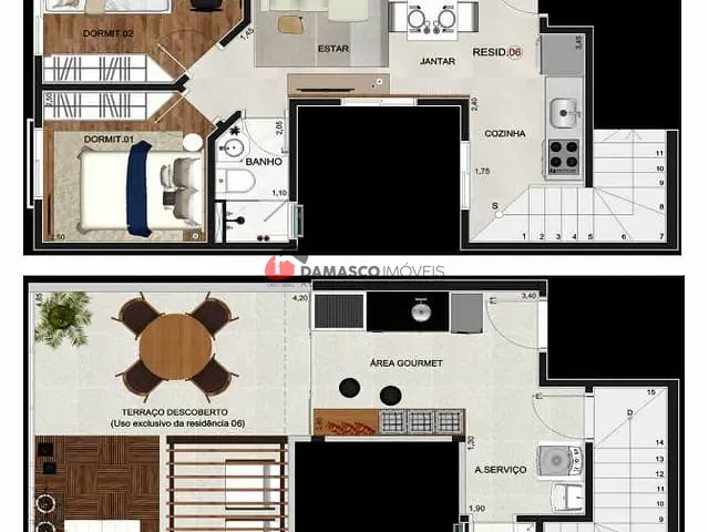 Cobertura / Penthouse 2 quartos e 1 banheiro, à venda, no bairro Vila Bela Vista em Santo André
