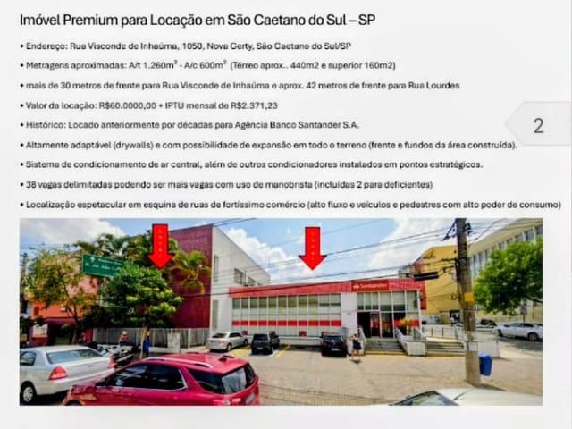 Prédio com 1280m², para alugar, no bairro Osvaldo Cruz em São Caetano do Sul