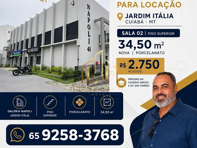 Sala com 35m², para alugar, no bairro Jardim Itália em Cuiabá