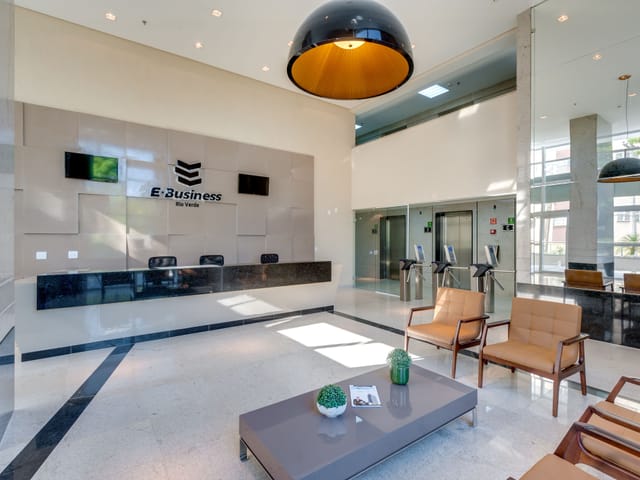 Foto do Sala - Sala comercial Vila São Tomaz no Edifício E-Business Rio Verde em Aparecida de Goiânia GO tendo 42,49m²  com 1  vaga de garagem e ótima localização. | Home Gyn Imóveis Ltda