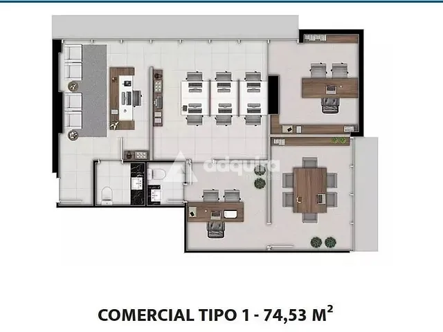Sala com 130m², à venda, no bairro Centro em Ponta Grossa