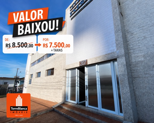 Locação - Sala Comercial, 250m², Estacionamento Privativo, 2 banheiros, Rua Balduíno Taques - Estrela, Ponta Grossa.