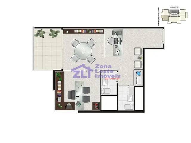 Sala com 36m², à venda, no bairro Vila Carrão em São Paulo