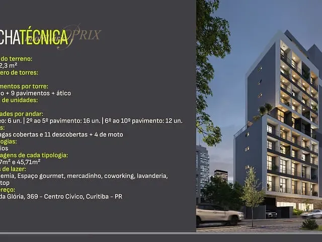 Studio 1 quarto e 1 banheiro, à venda, no bairro Centro Cívico em Curitiba