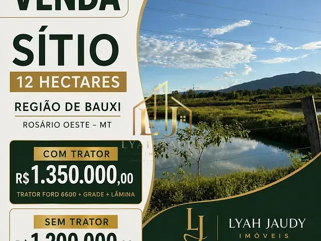 Sítio com 120000m² 3 quartos e 2 banheiros, à venda, no bairro Bauxi em Rosário Oeste