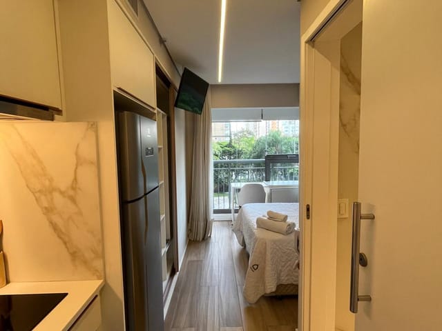 Foto do Salão - Studio para venda em Moema com 1 quarto, sendo 1 suíte , 21m² | Lares e Andares Imóveis