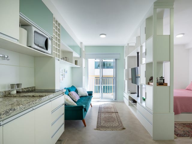 Foto do Salão - Flat para venda em Pinheiros com 1 quarto, 33m² | Lares e Andares Imóveis