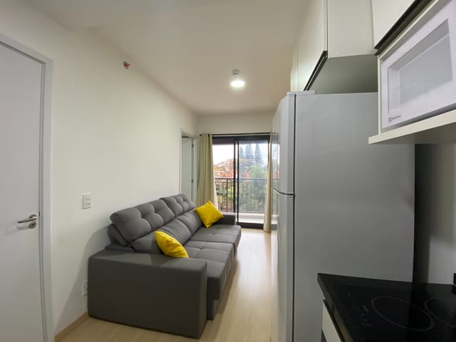 Foto do Salão - Flat para venda em Santo Amaro com 1 quarto, 34m² | Lares e Andares Imóveis