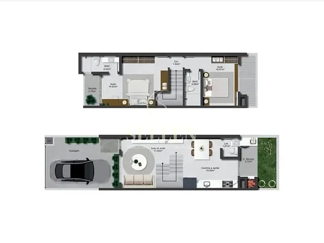 Sobrado 2 quartos e 3 banheiros, à venda, no bairro Santa Regina em Camboriú