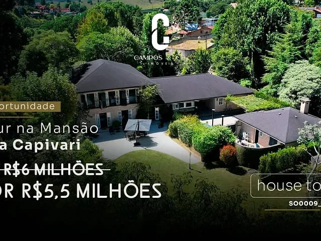 Casa com 2925m² 6 quartos e 8 banheiros, à venda, no bairro Vila Capivari em Campos do Jordão