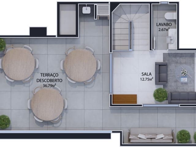 Sobrado com 172m² 3 quartos e 5 banheiros, à venda, no bairro São Lourenço em Curitiba